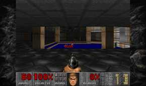 A screenshot of gameplay from Doom 1993.