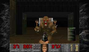 A screenshot of gameplay from Doom 1993.