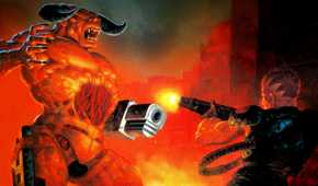 The box art and key art from Doom 2