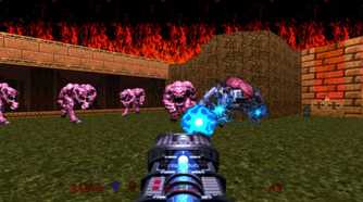 A screenshot of gameplay from Doom 64