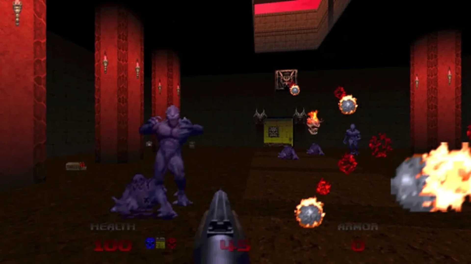 A screenshot of gameplay from Doom 64