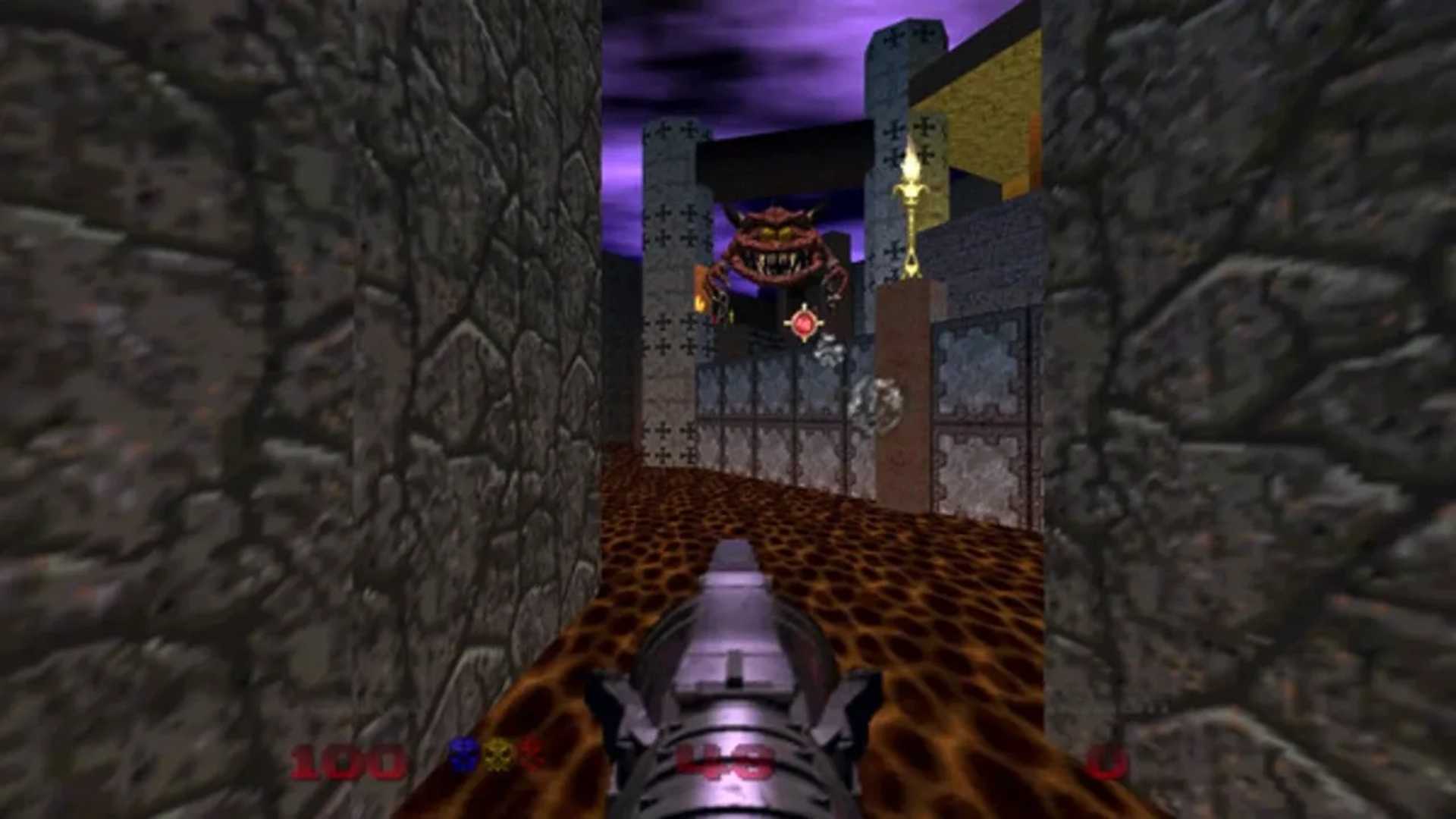 A screenshot of gameplay from Doom 64