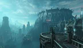 A screenshot of a large levels in Doom Eternal.