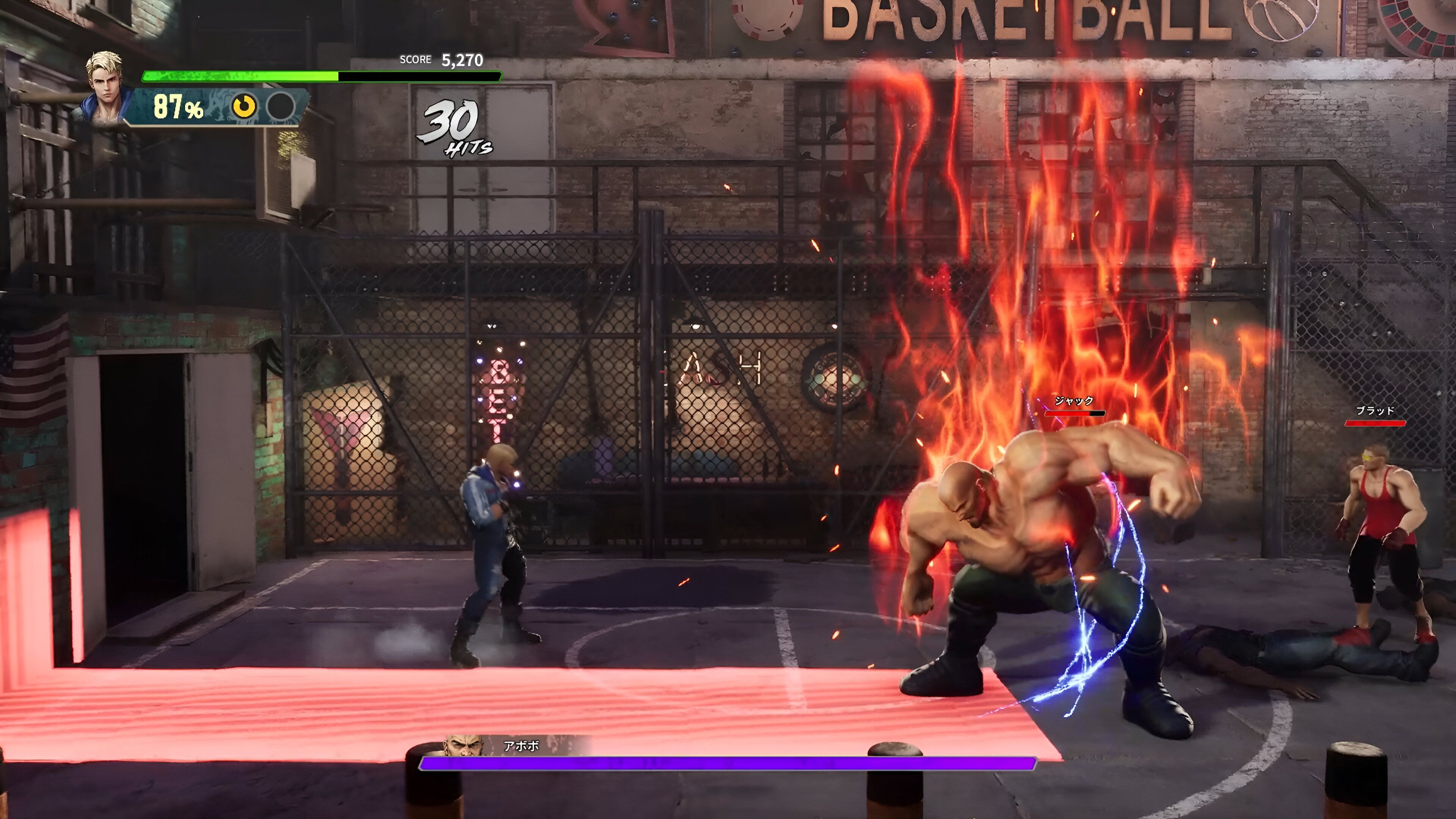 Billy Lee fighting Abobo in Double Dragon Revive.
