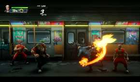 A subway fight from Double Dragon Revive.