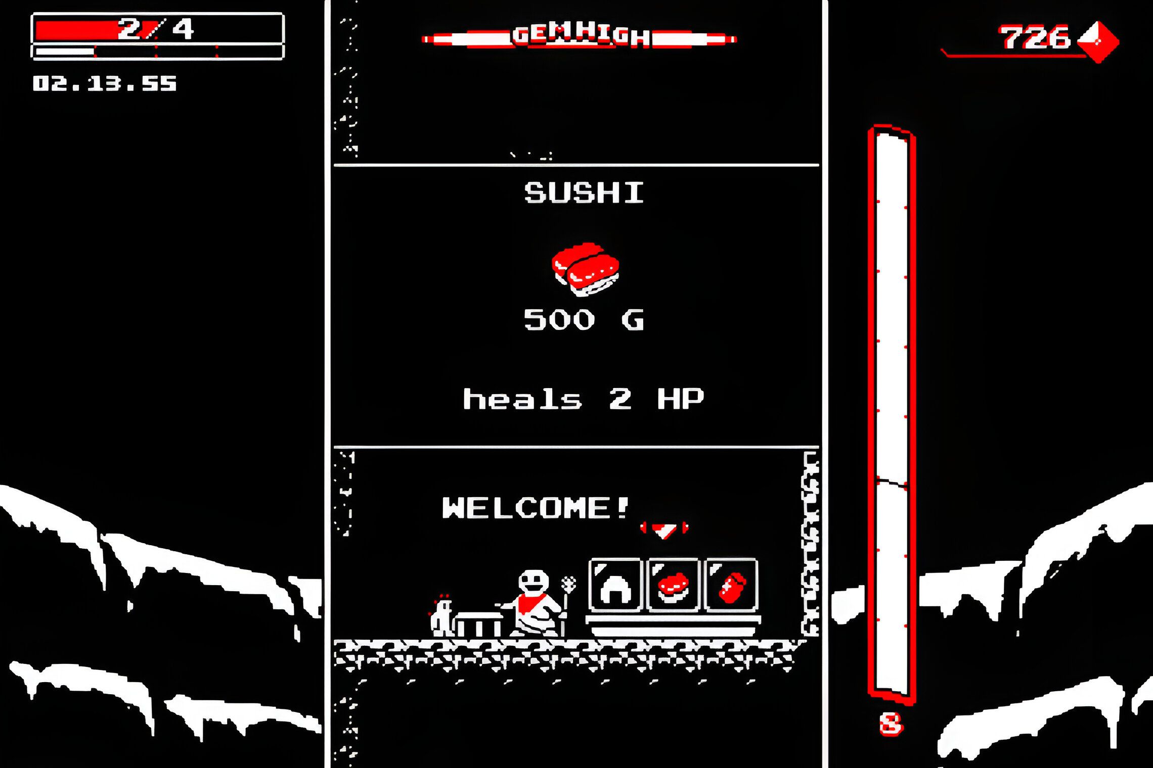 A gameplay screenshot from the game Downwell.