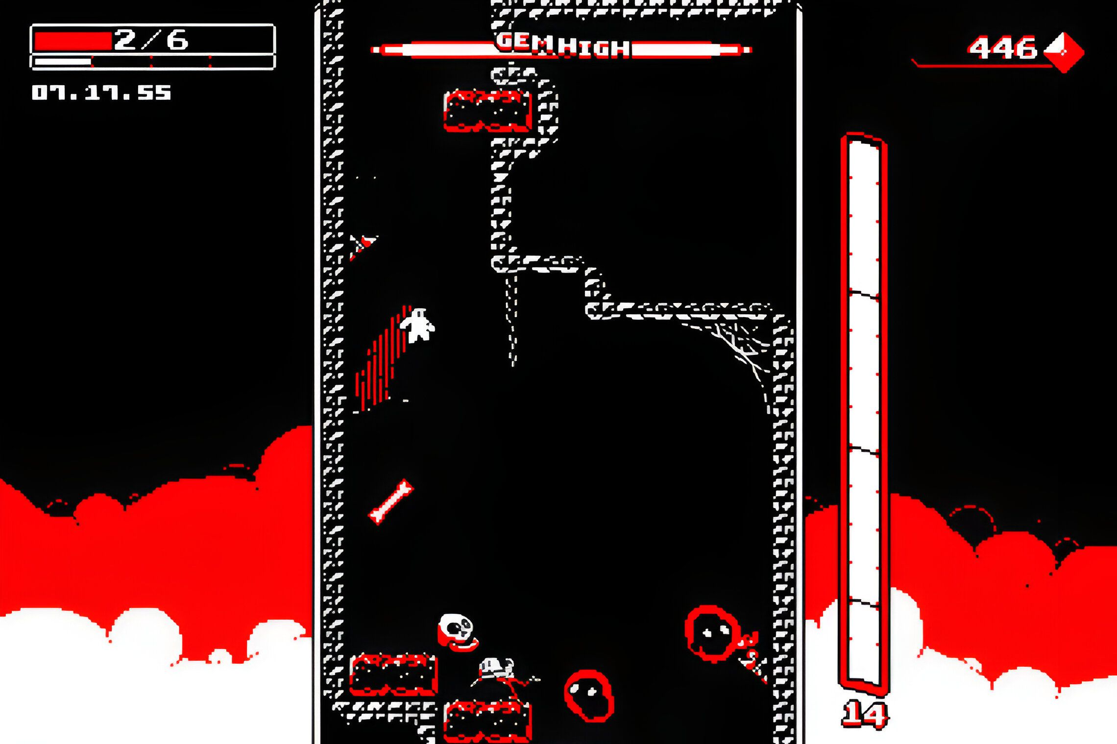 A gameplay screenshot from the game Downwell.