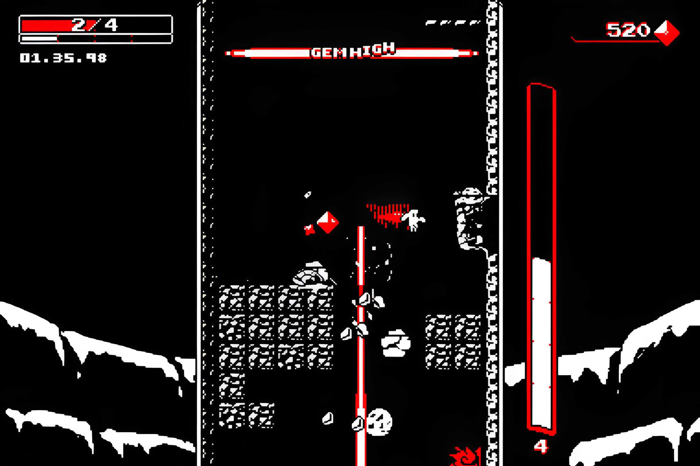 A gameplay screenshot from the game Downwell.