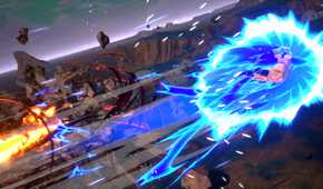 Goku executing a dragon dash in Dragon Ball: Sparking! Zero.
