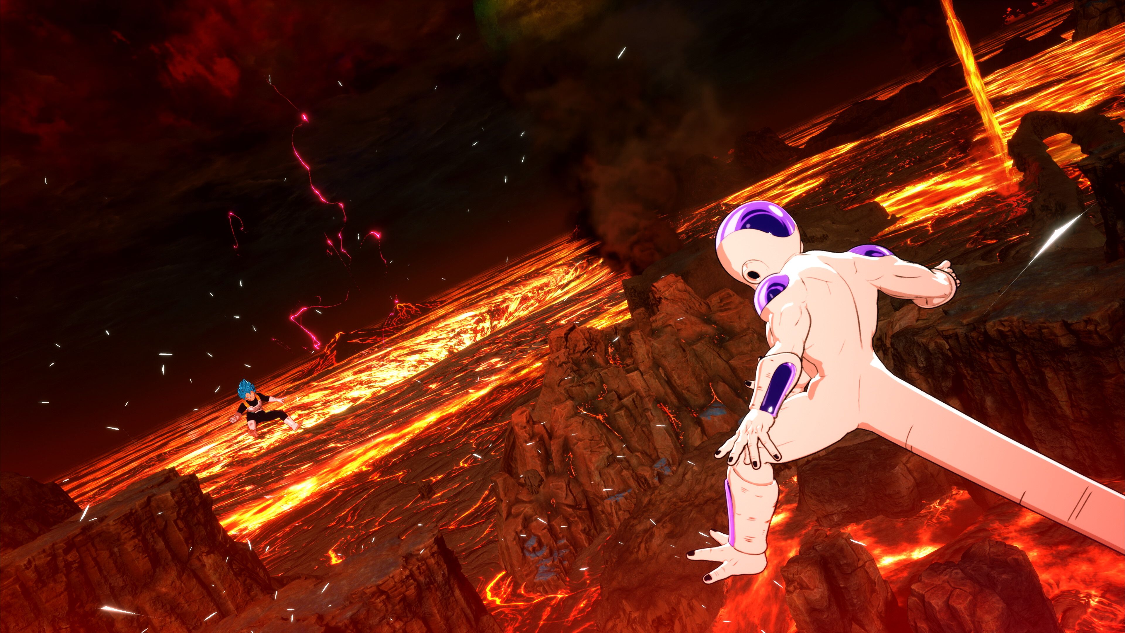 Frieza fighting Vegeta Blue in Dragon Ball: Sparking! Zero.