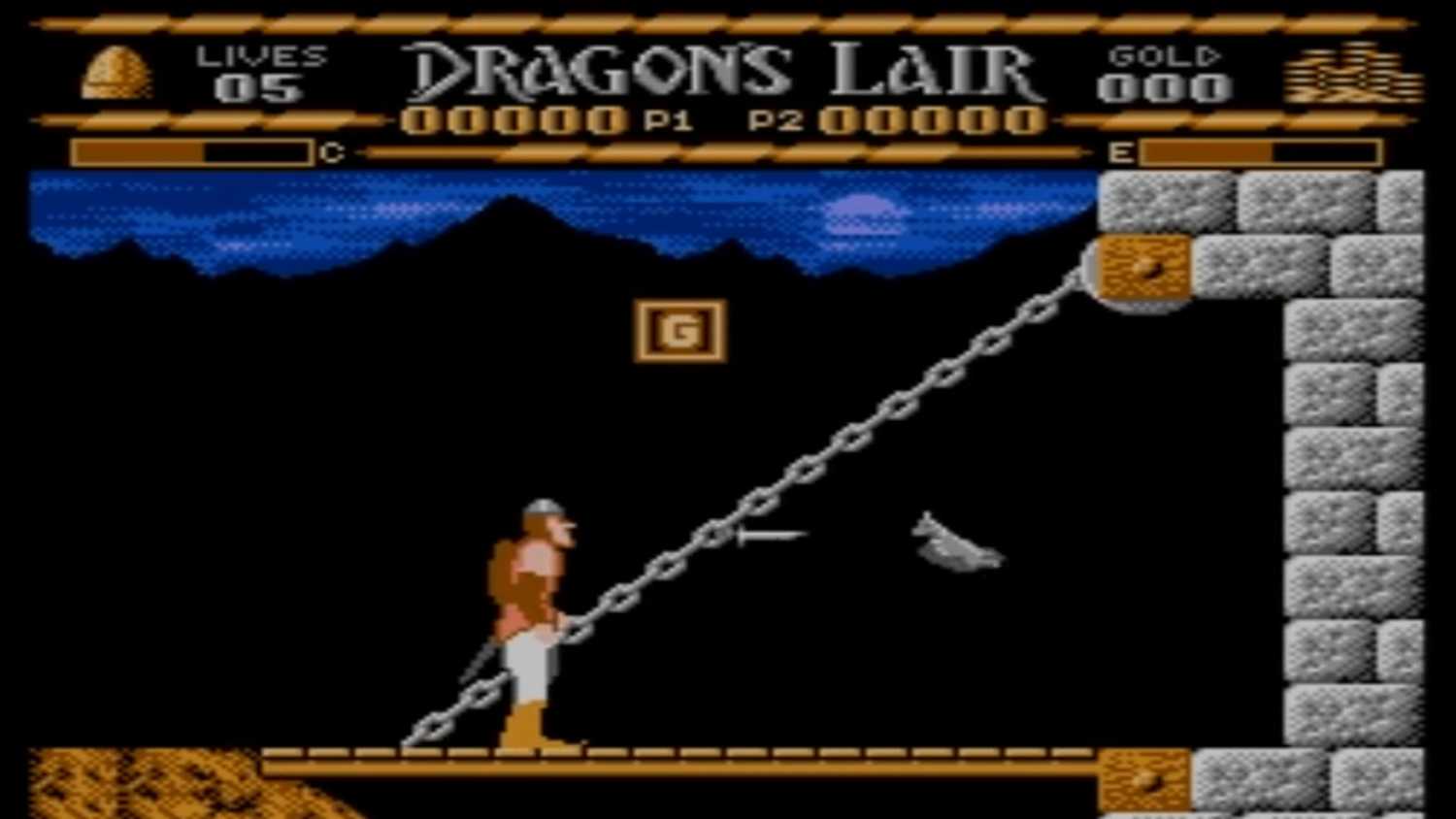 A screenshot of gameplay from Dragon's Lair.