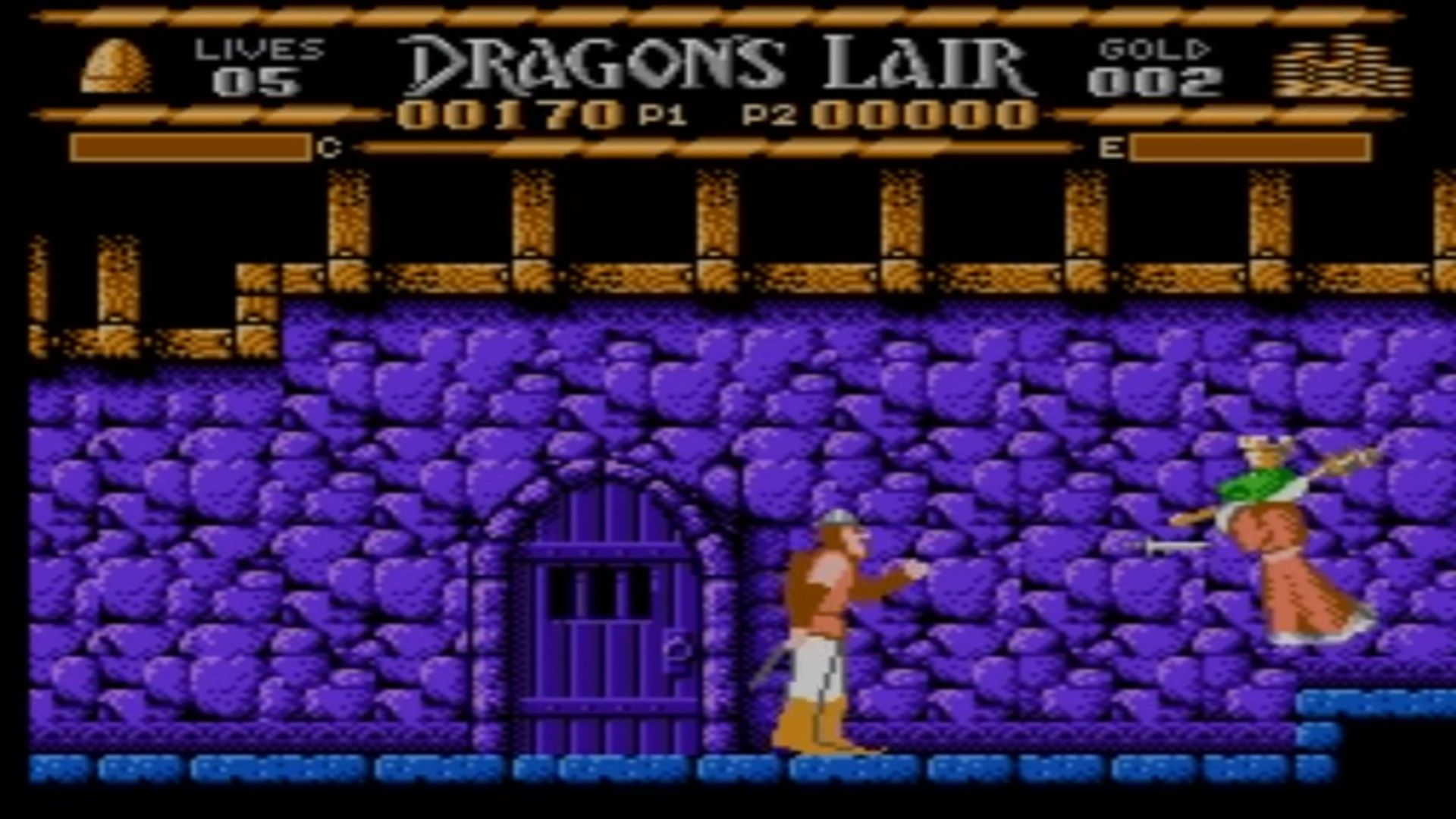 A screenshot of gameplay from Dragon's Lair.