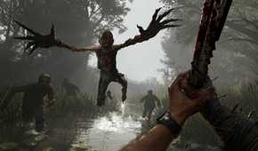 A banshee jumping towards the player in a swamp.