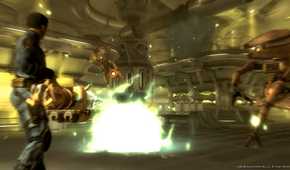The player wielding a huge laser-like gun in Fallout 3.