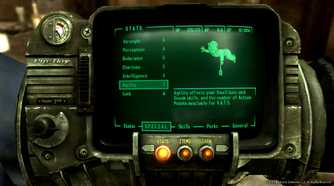 A pip boy screen interface in Fallout 3.