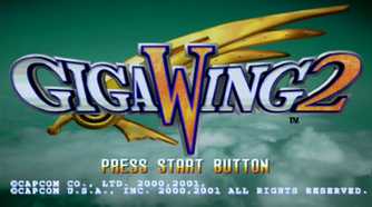 A screenshot of the title screen to Gig Wing 2 on Sega Dreamcast