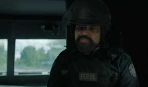 A screengrab from episode 4 of the HBO show The Last of Us Season 2, showing actor Jeffrey Wright as Isaac Dixon, wearing a military uniform.