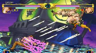 A screenshot of a match going on in Jojo's Bizarre Adventure.