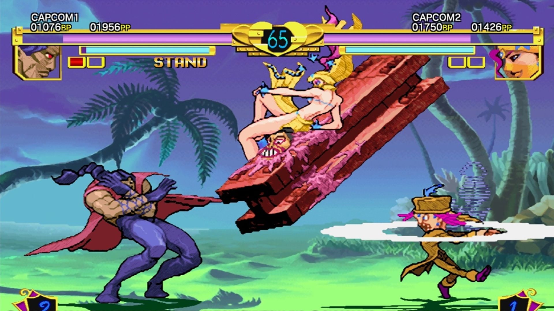 A screenshot of a match going on in Jojo's Bizarre Adventure