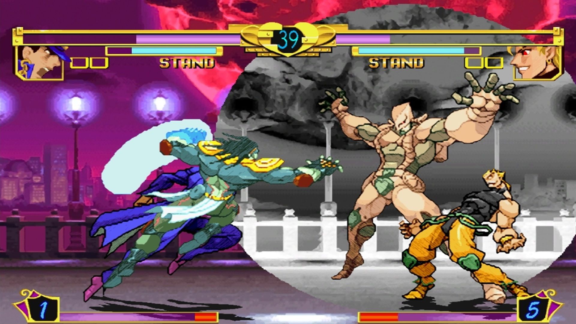 A screenshot from a match of Jojo's Bizarre Adventure