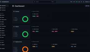 Komodo main dashboard showing servers, stacks, and deployments