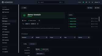 Komodo app with the Stacks resources section open