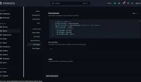 Komodo app showing Environment section under the Stacks resources tab