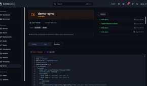 Komodo app with the Syncs section open showing a demo sync in progress
