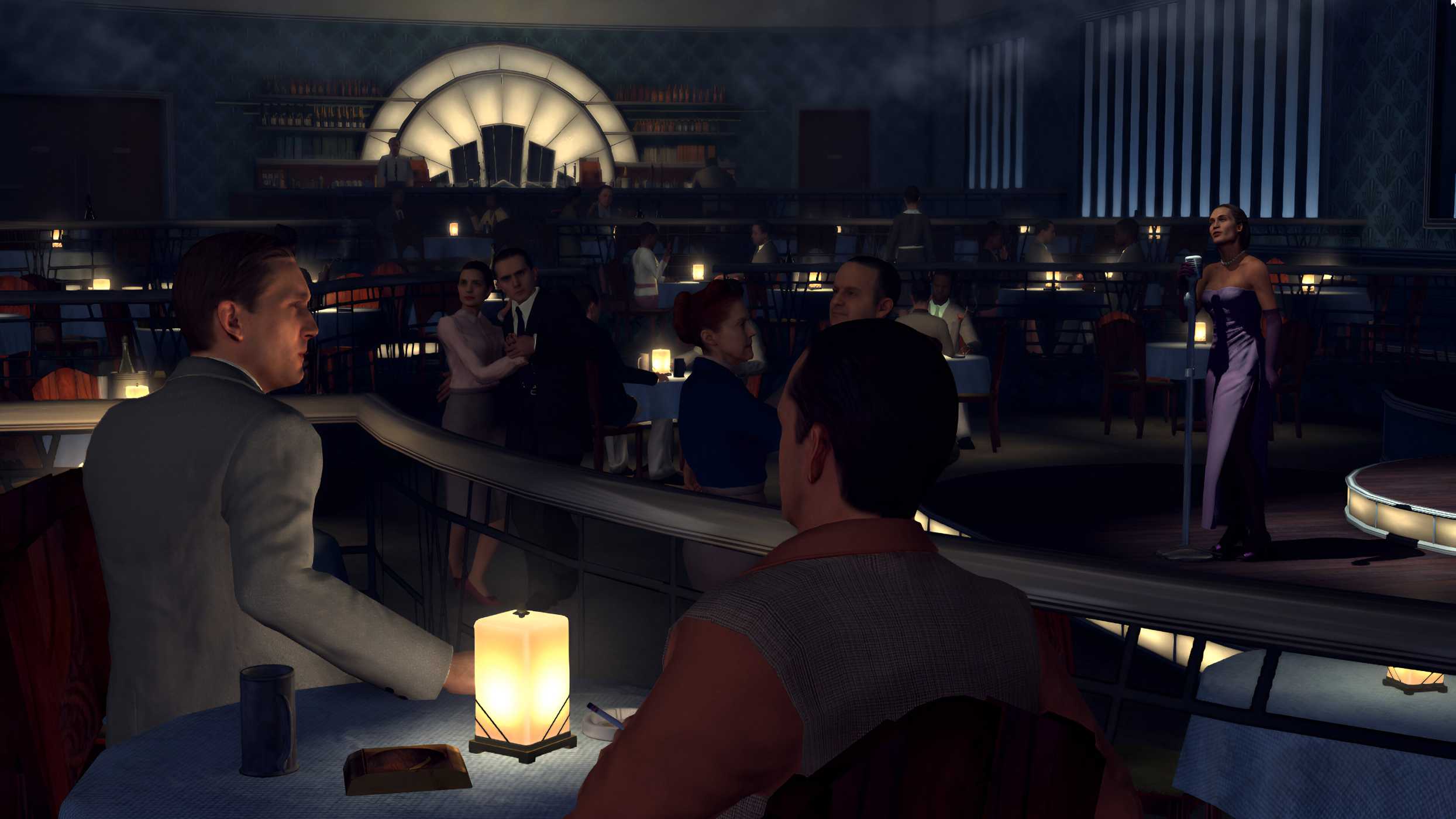 A scene from a 1940s nightclub in L.A. Noire.
