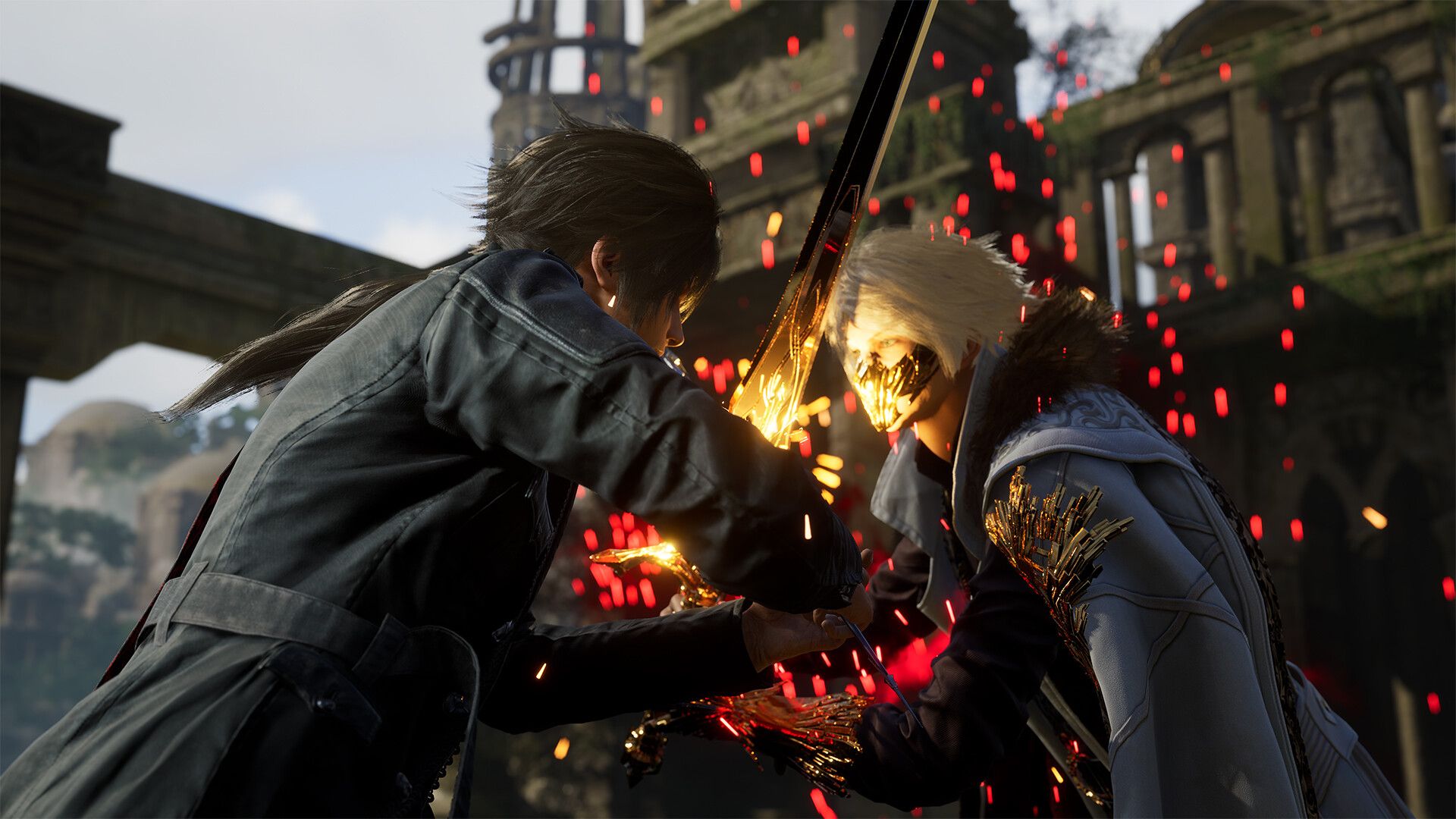 Image from Lost Soul Aside showing two warriors clashing swords