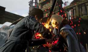 Image from Lost Soul Aside showing two warriors clashing swords