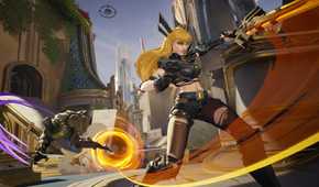 A screenshot of gameplay from Marvel Rivals featuring Magik swinging her sword