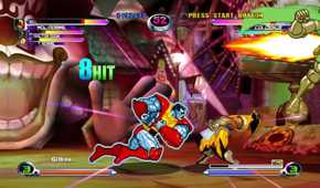 A screenshot of gameplay from Marvel vs Capcom 2