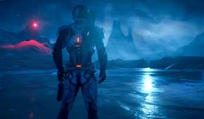A snow storm in Mass Effect: Andromeda.