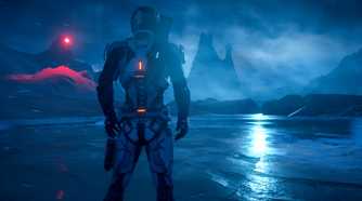 A snow storm in Mass Effect: Andromeda.