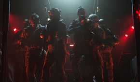 Image from MindsEye showing a military squad deploying.