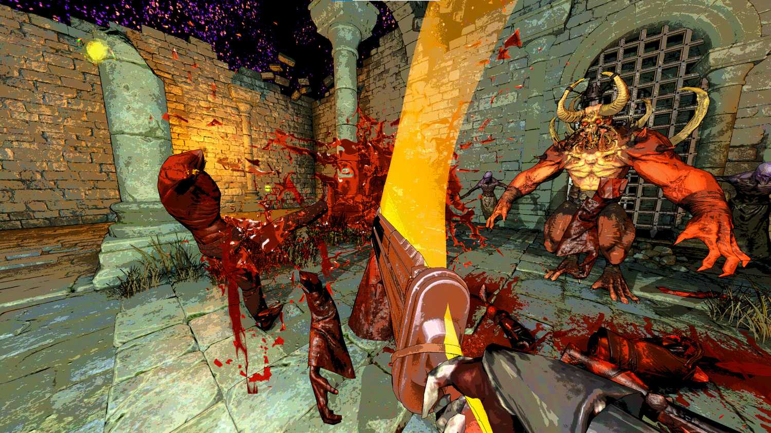mortal sin chopping a demon with a big sword