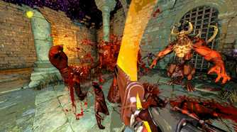 mortal sin chopping a demon with a big sword