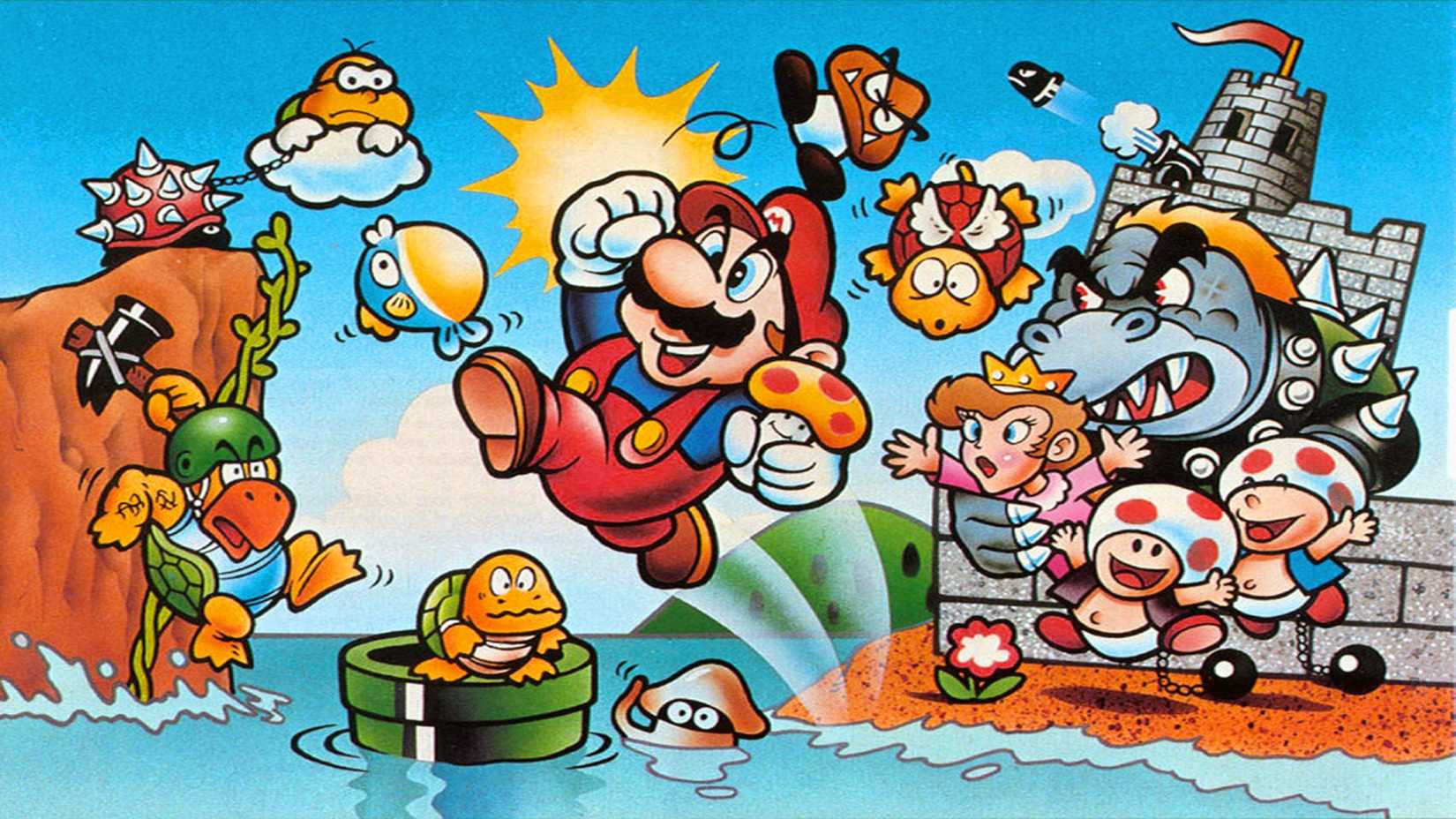 Promo artwork for the release of Super Mario Bros. on NES
