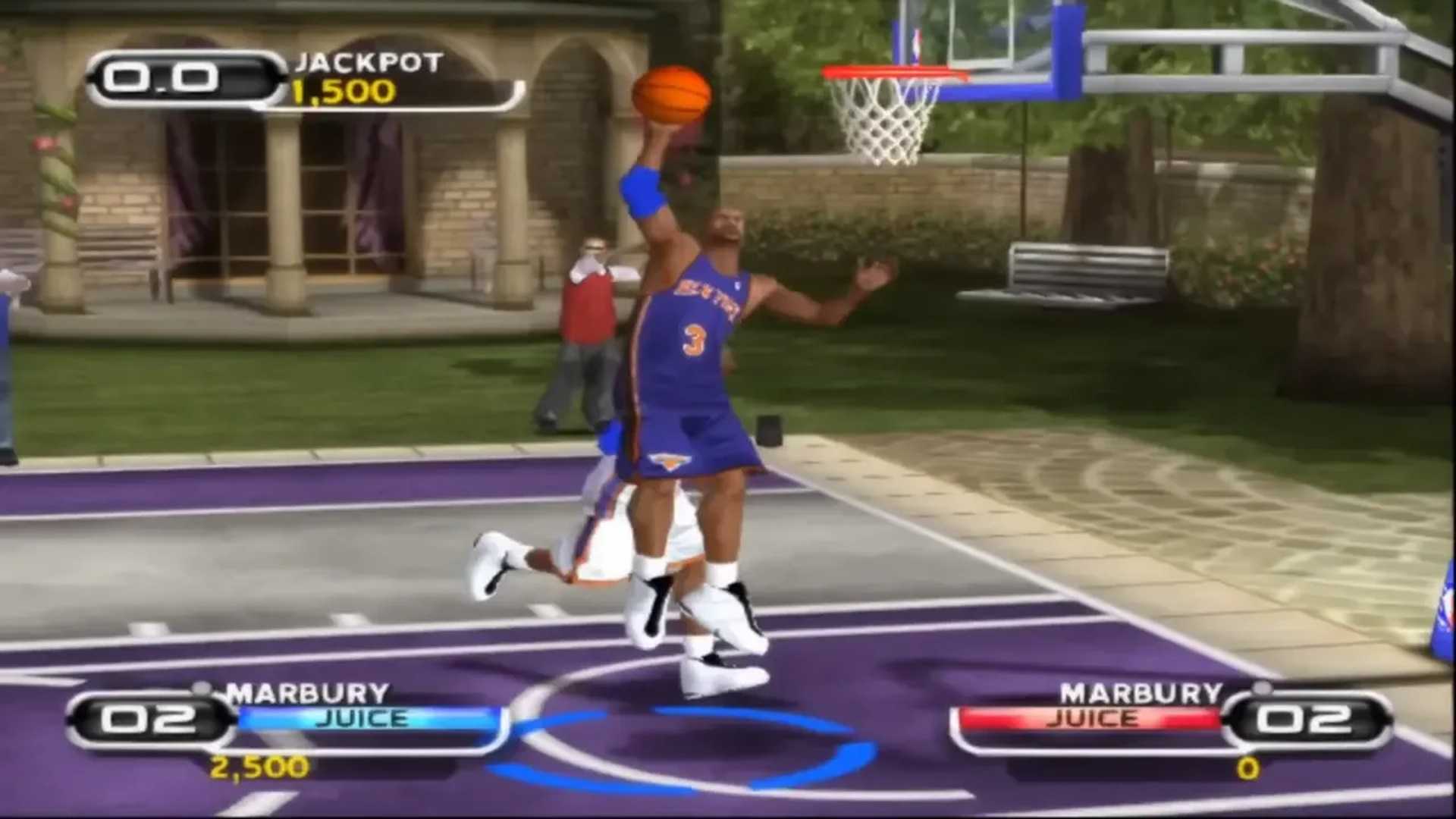 A screenshot of gameplay from NBA Ballers