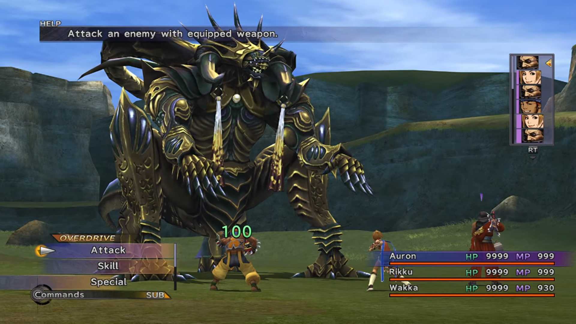 A screenshot of gameplay from Final Fantasy X.