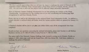 A letter winners received for the Nintendo Campus Challenge.