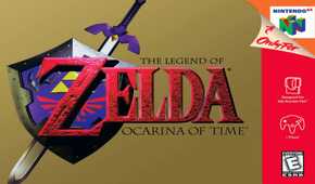 The box art for The Legend of Zelda: Ocarina of Time.
