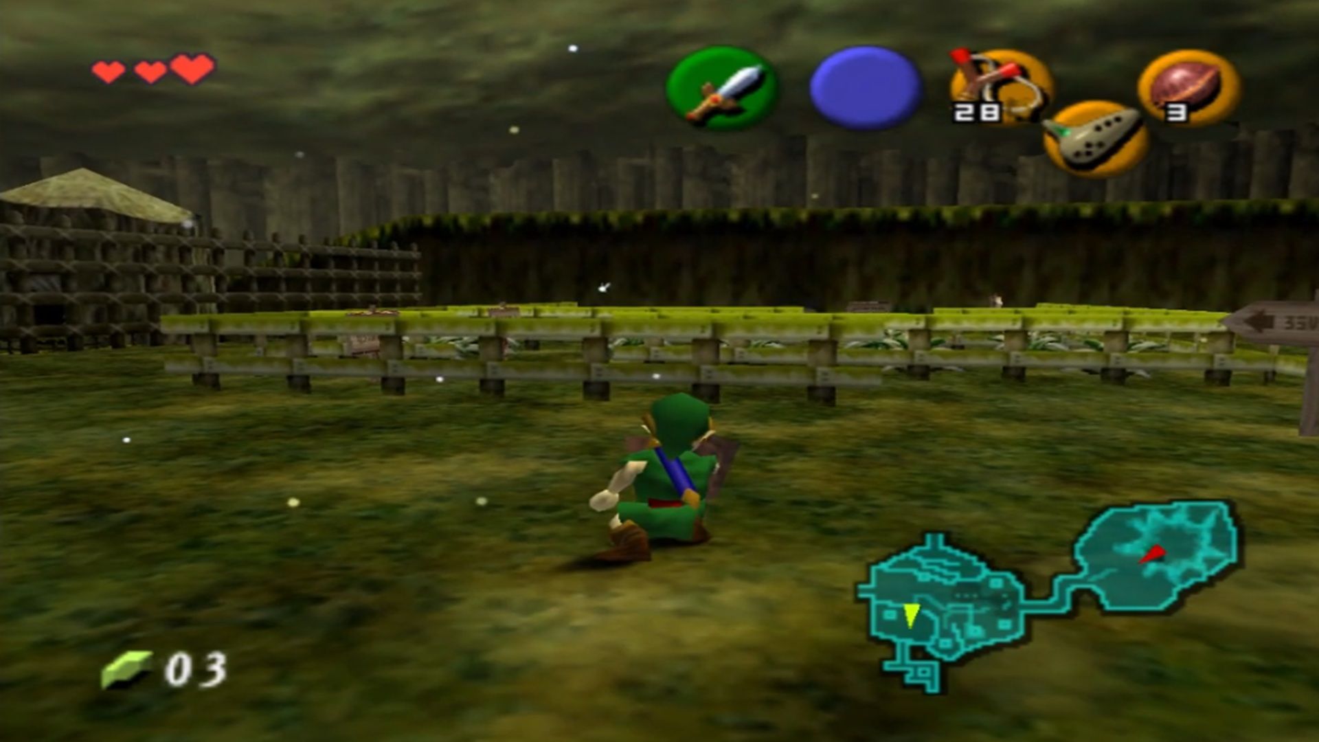 A screenshot of gameplay from The Legend of Zelda: Ocarina of Time
