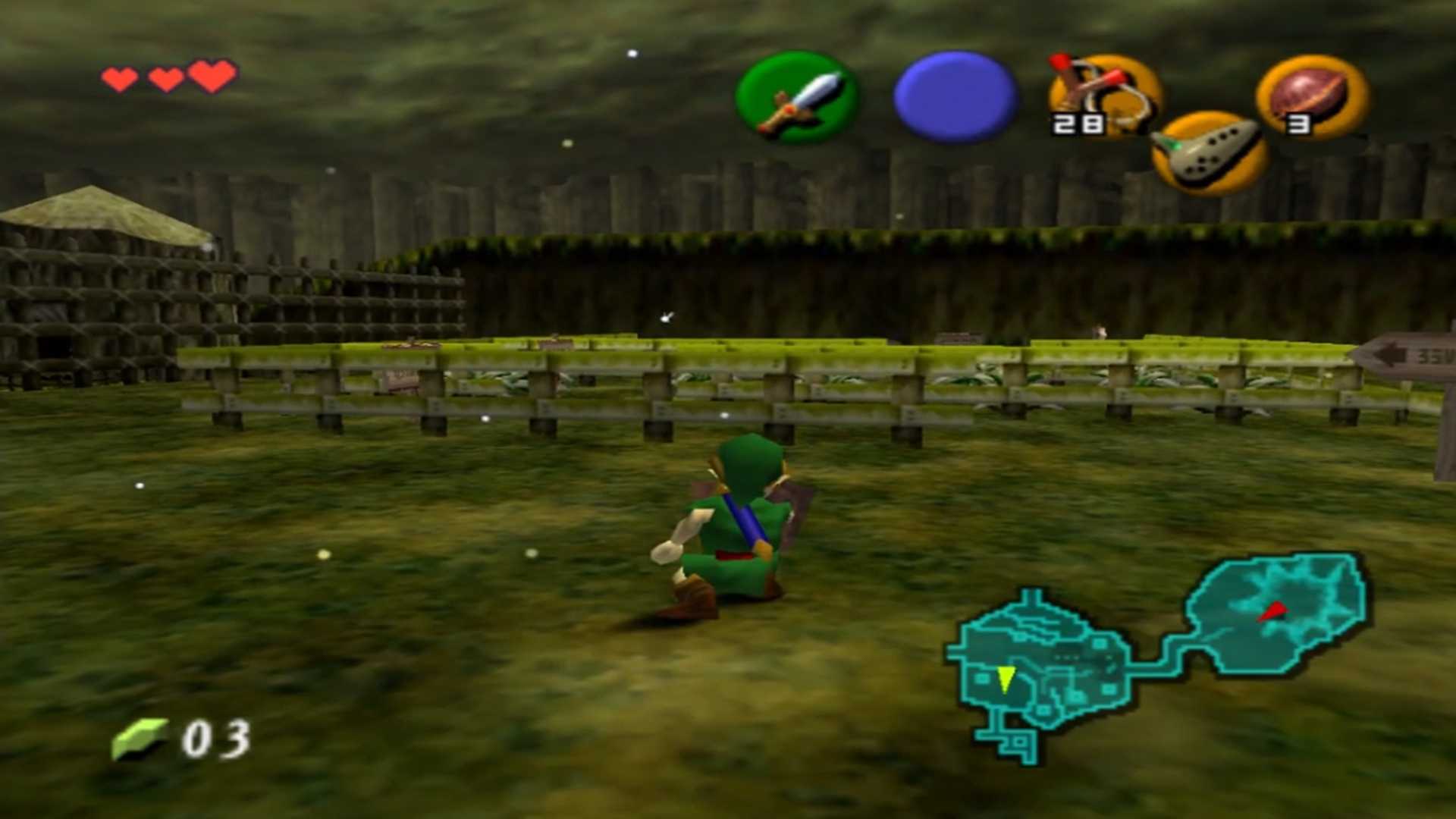 A screenshot of gameplay from The Legend of Zelda: Ocarina of Time