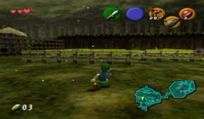A screenshot of gameplay from The Legend of Zelda: Ocarina of Time