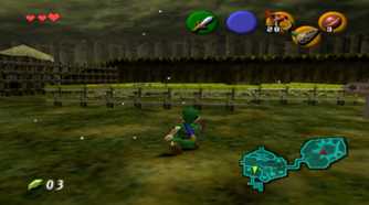 A screenshot of gameplay from The Legend of Zelda: Ocarina of Time