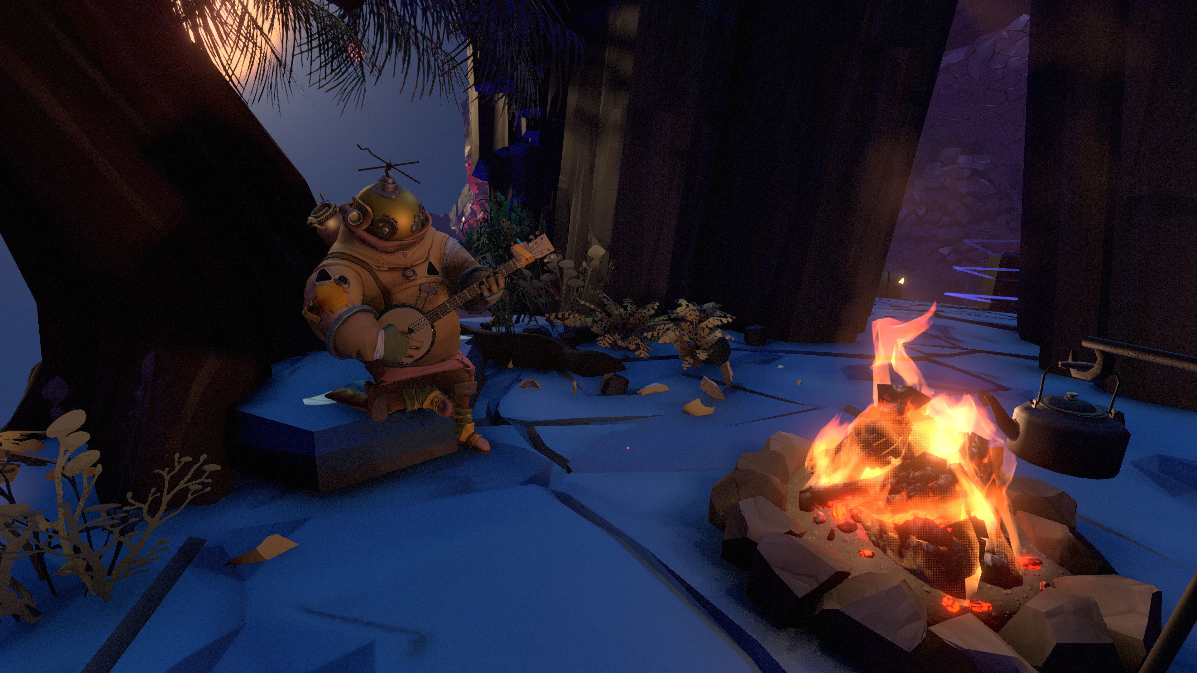 A cozy campfire in Outer Wilds.