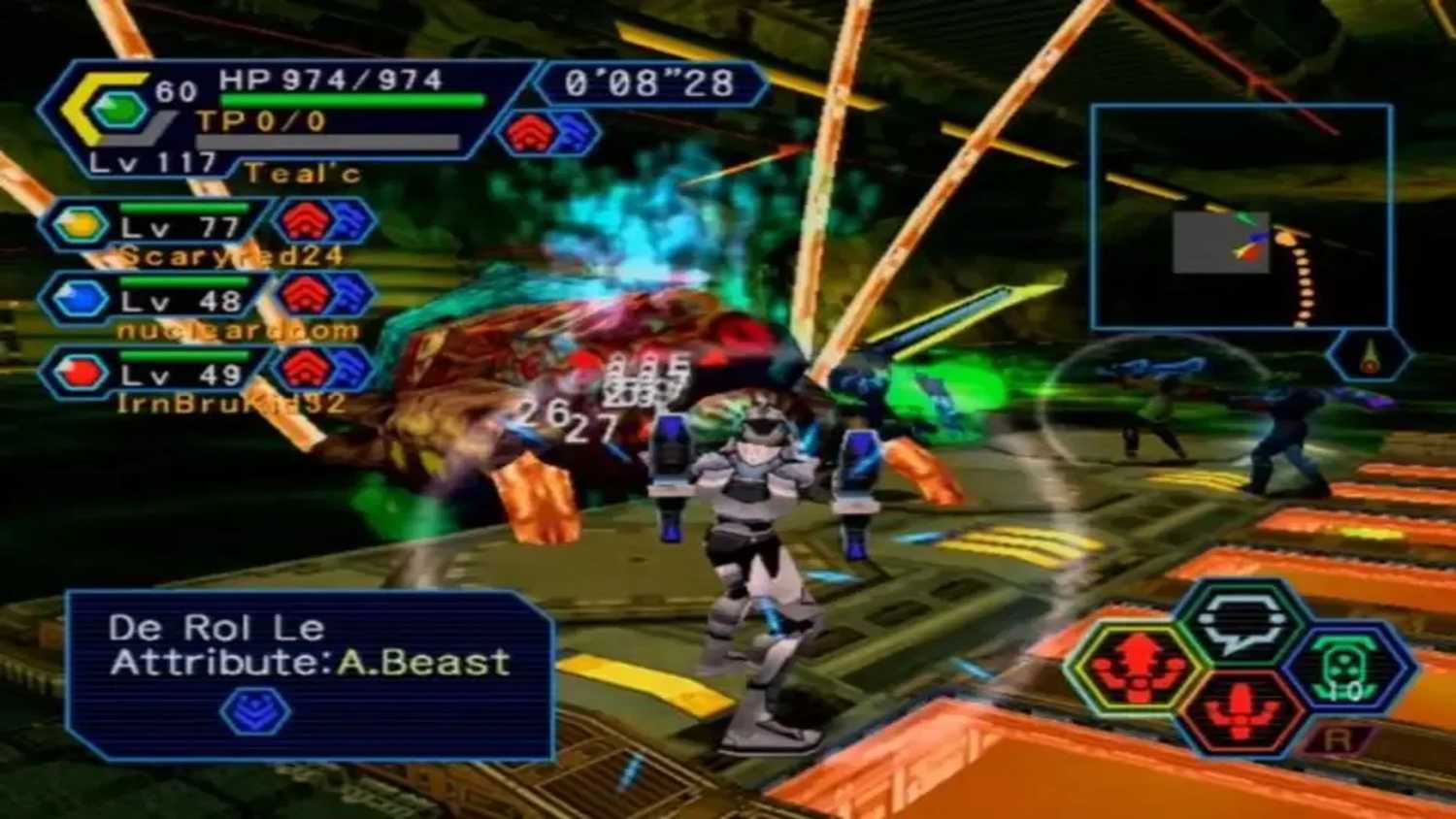 A screenshot of gameplay from Phantasy Star Online