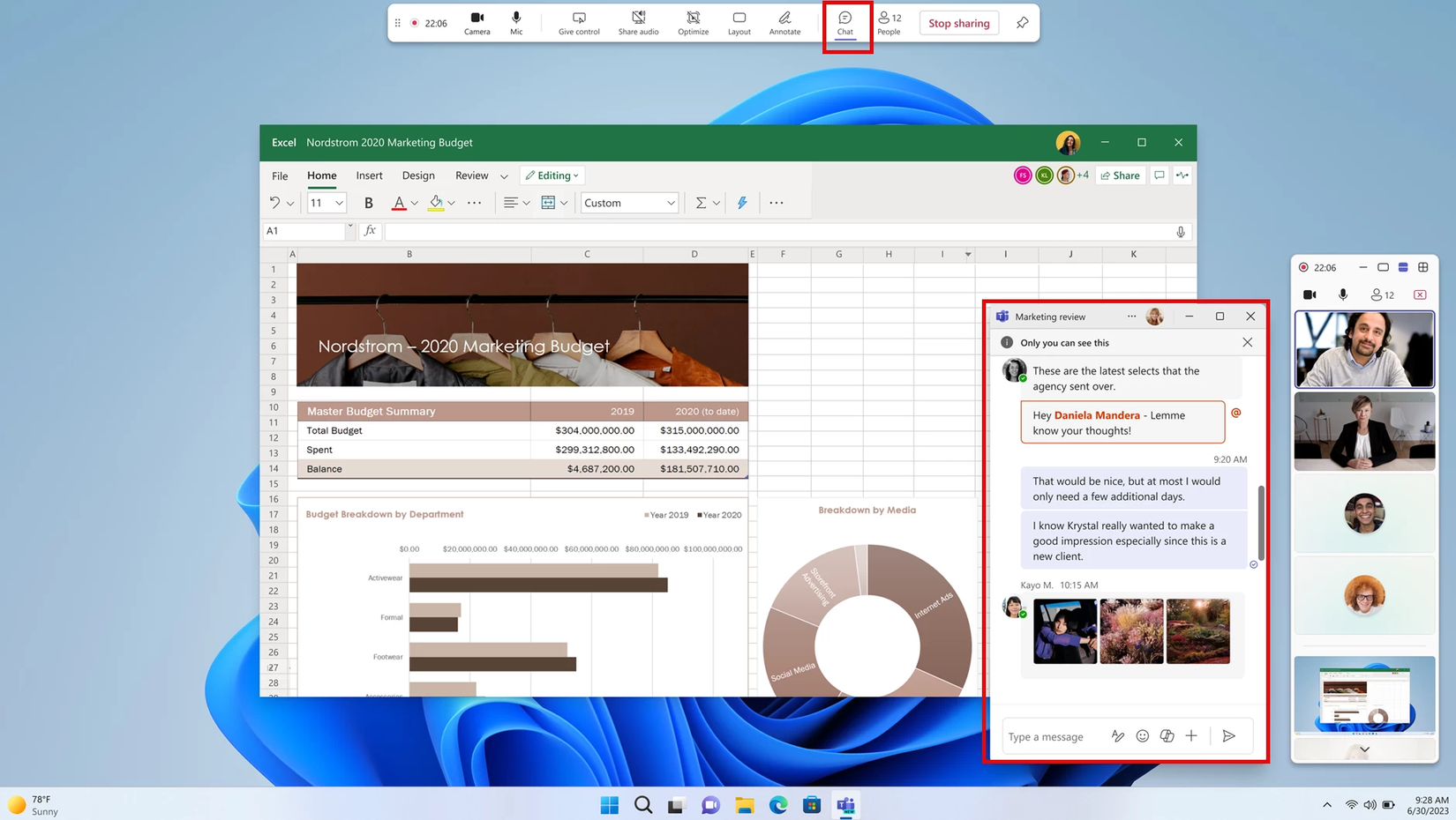 Reading the chat while sharing your screen on Microsoft Teams is